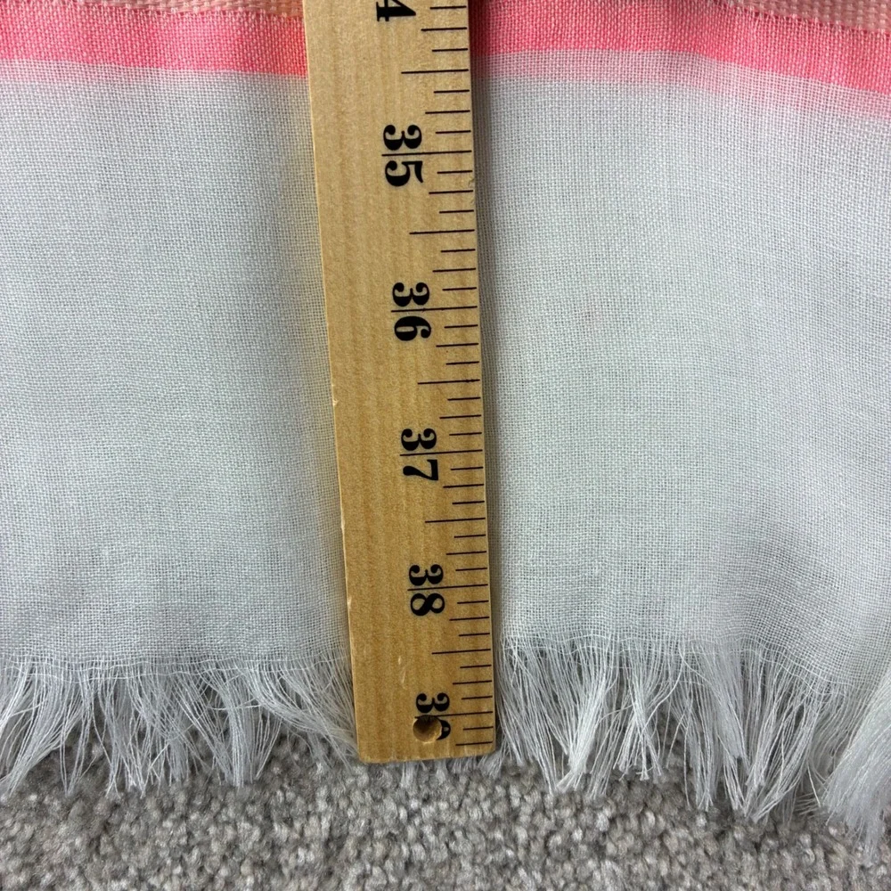 Lane Bryant Scarf Women Pink Blue Striped Sheer Gauze Fringe Coastal Preppy NWT